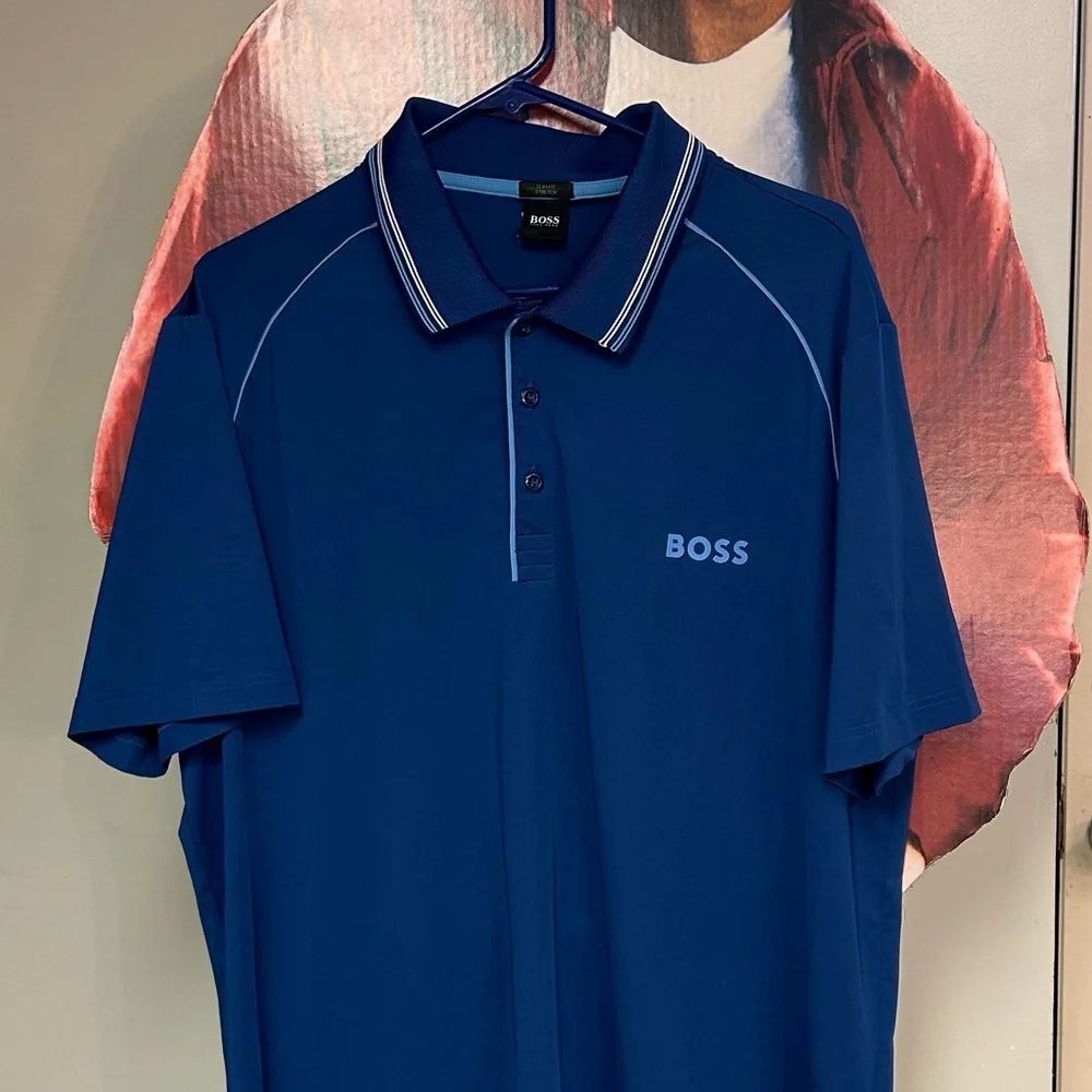 Hugo Boss Blue Polo Shirt Slim Fit Stretch